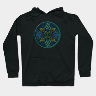 Blue and green mandala flower Hoodie